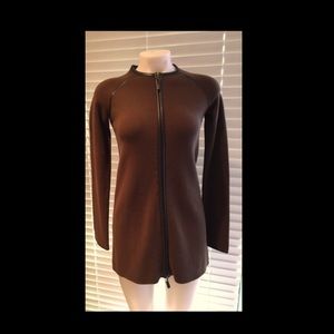 Knit Jacket w/ Leather Trim - So Elegant!